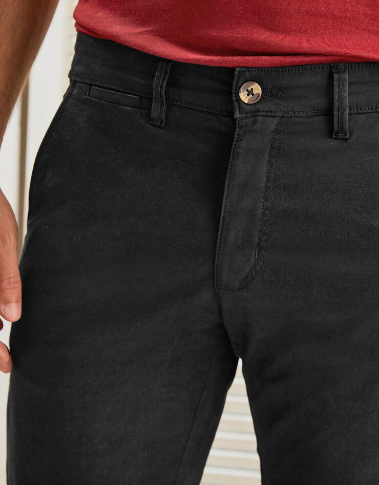 Pantalon chino uni sergé stretch grand confort (noir) Pantalon chino uni sergé stretch grand confort (noir)