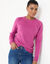 Pull col rond, maille fantaisie toucher doux (violine)