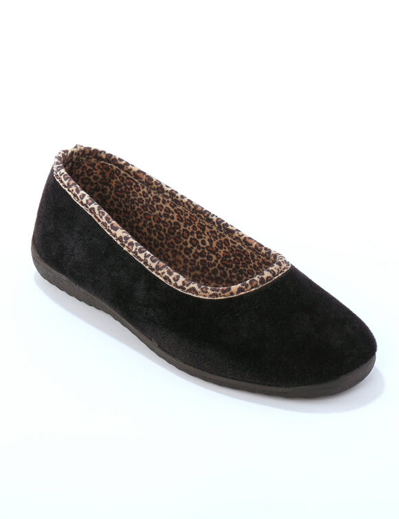 Chaussons ballerines biais l&eacute;opard  (noir)