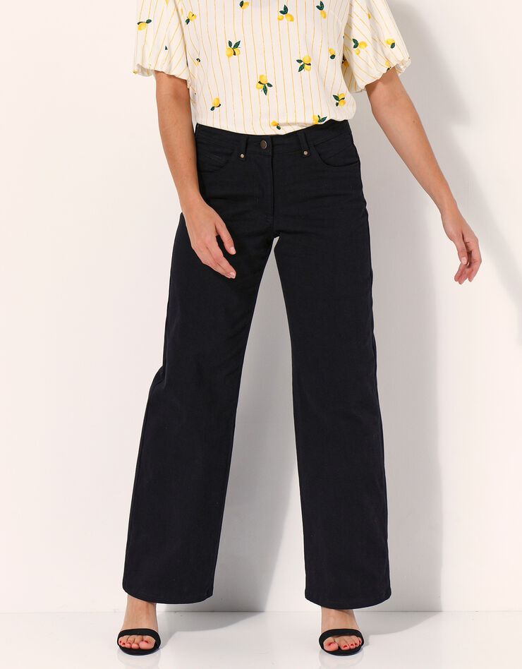 Pantalon couleur coupe large 5 poches (noir) Pantalon couleur coupe large 5 poches (noir)
