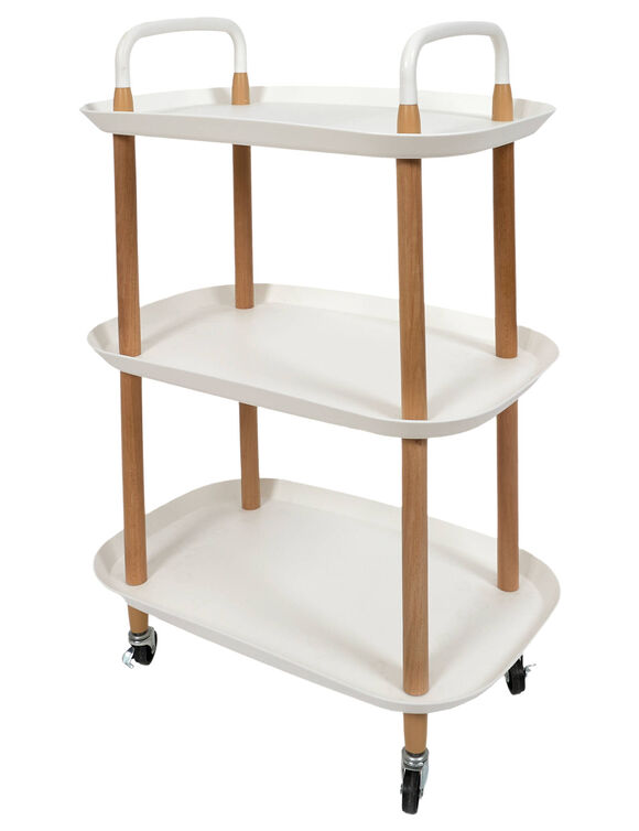 Desserte à roulette, 3 plateaux (blanc)
