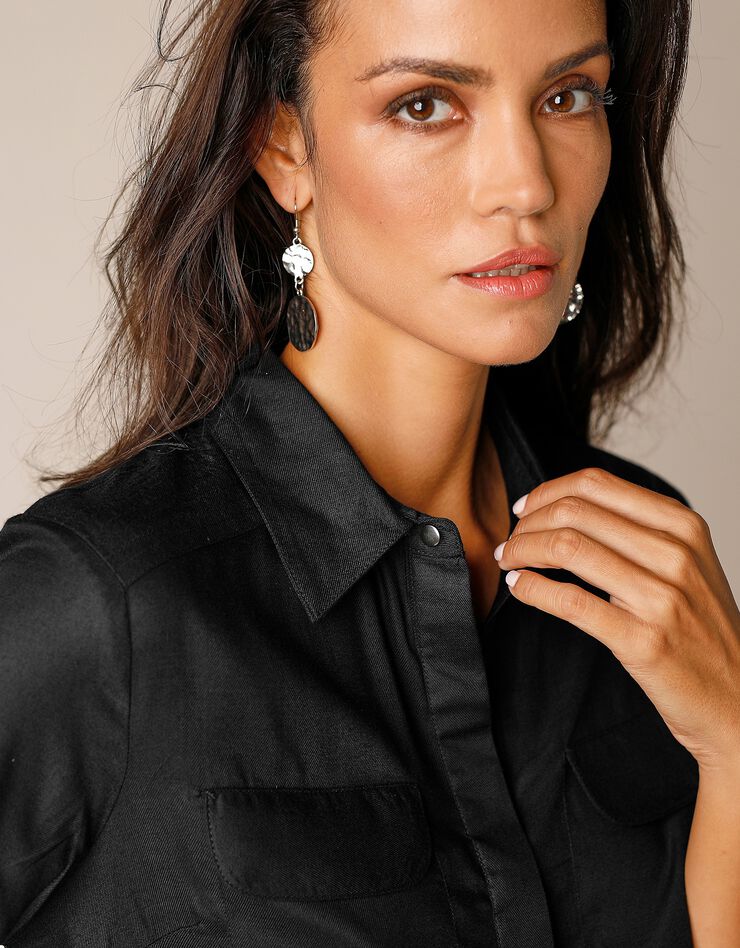 Robe chemise unie (noir) Robe chemise unie (noir)