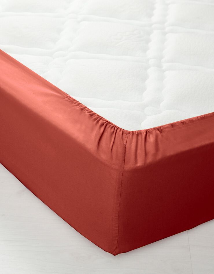 Drap-housse uni polyester - coton bonnet 32 cm (terracotta)