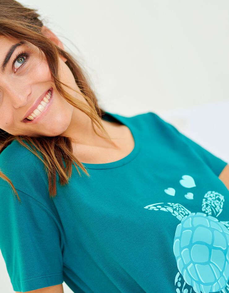 Chemise de nuit courte imprimé tortue (vert) Chemise de nuit courte imprimé tortue (vert)