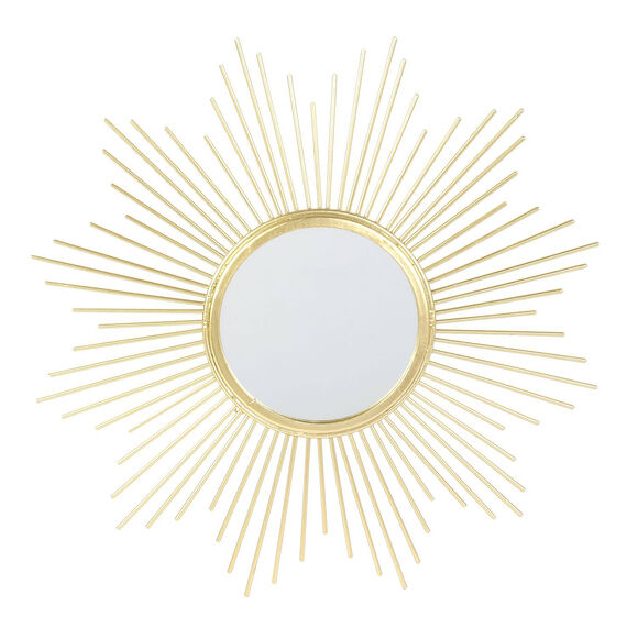 Miroir forme soleil en métal doré (doré)