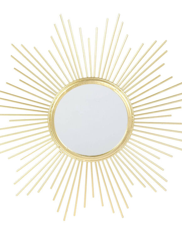 Miroir forme soleil en métal doré (doré)