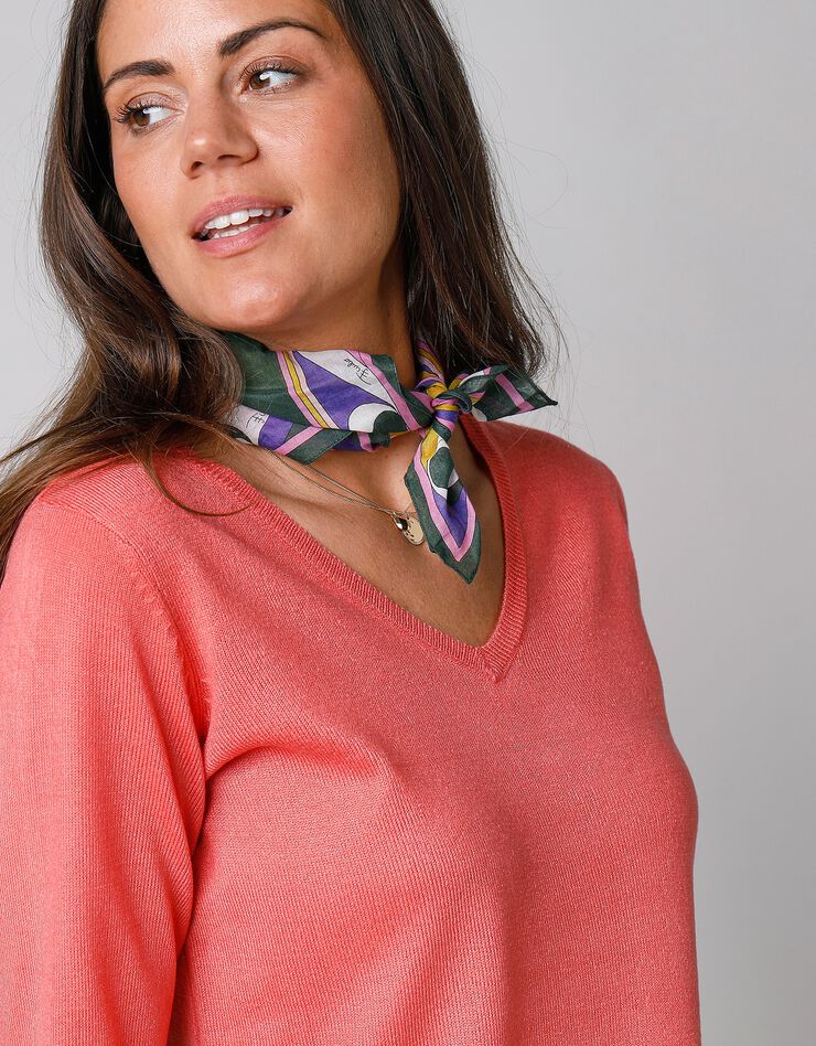 Pull col V toucher cachemire (corail) Pull col V toucher cachemire (corail)