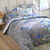 Linge de lit Célestine en coton imprimé fleurs et papillons (bleu / gris)