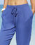 Pantalon droit uni, crépon fluide (bleu)