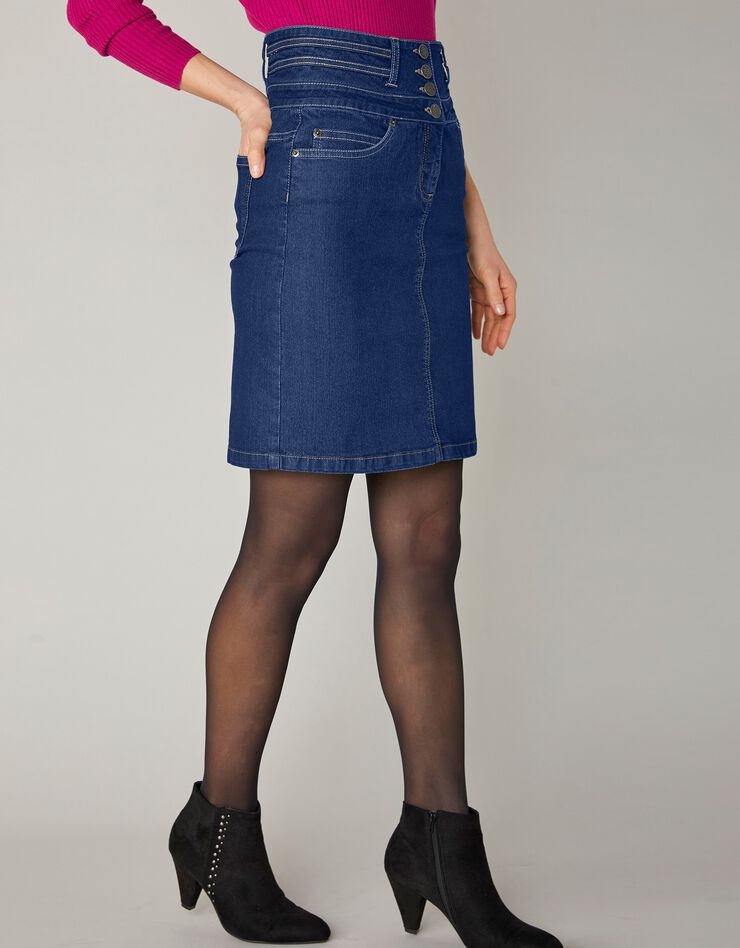 Jupe coupe droite taille haute jean (brut) Jupe coupe droite taille haute jean (brut)