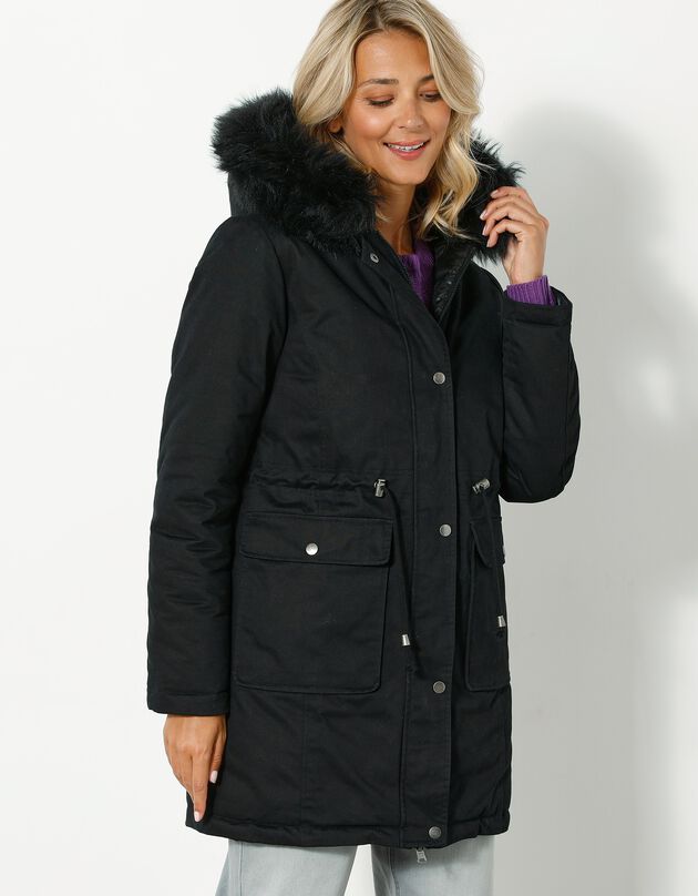 Parka réversible doudoune matelassée déperlante (noir)