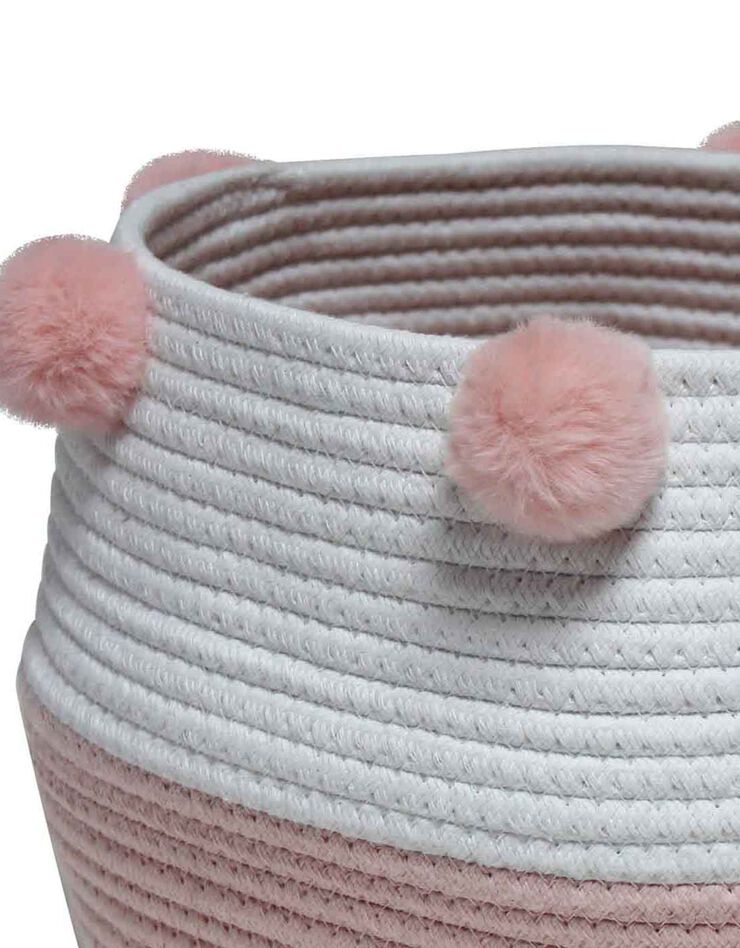 Panier de rangement déco à pompons Suzy rose/blanc (rose / blanc)