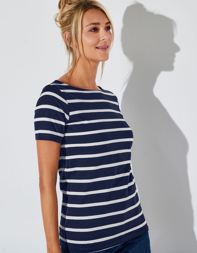Tee-shirt marinière, manches courtes (marine / blanc) Tee-shirt marinière, manches courtes (marine / blanc)