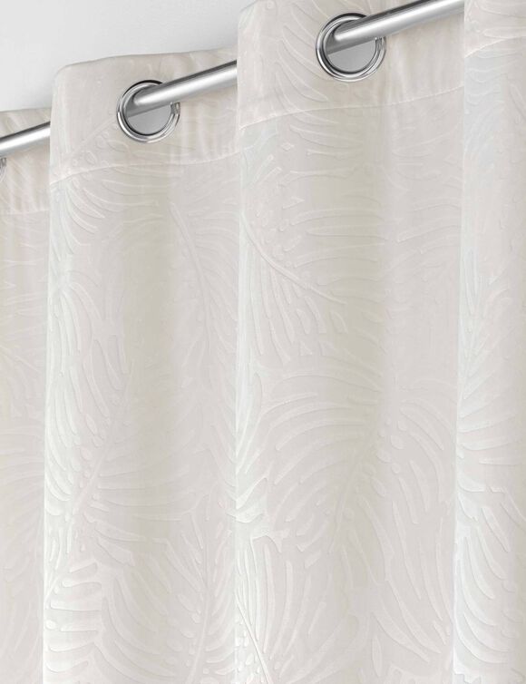 Rideau occultant velours motif feuilles (naturel)