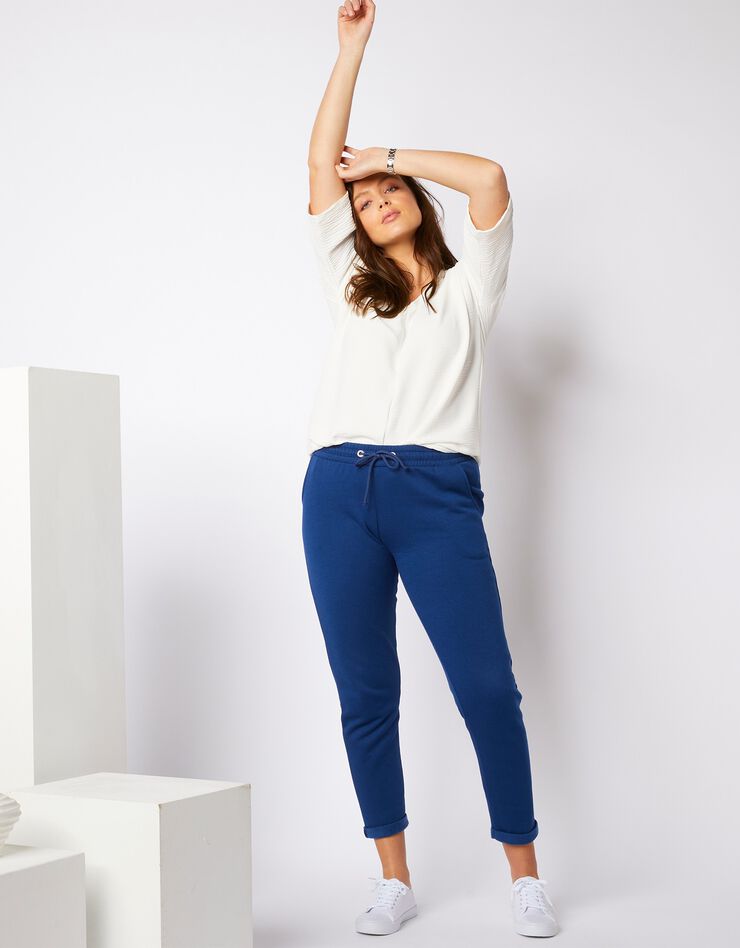 Pantalon jogging molleton gratté - uni (indigo) Pantalon jogging molleton gratté - uni (indigo)