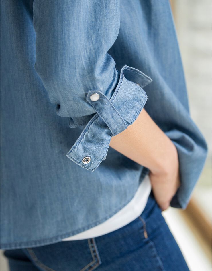 Chemise jean brodé coeur (bleached) Chemise jean brodé coeur (bleached)