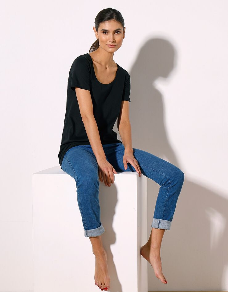 Tee-shirt uni col rond en coton bio(1), éco-responsable (noir) Tee-shirt uni col rond en coton bio(1), éco-responsable (noir)
