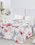 Couette coton imprimé Fleurs 400 g/m² (rouge / gris)