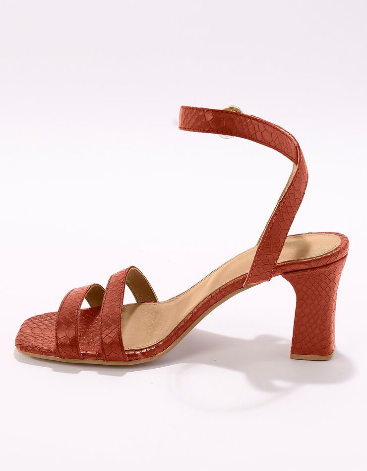 Sandales cuir texturé à bride (caramel) Sandales cuir texturé à bride (caramel)