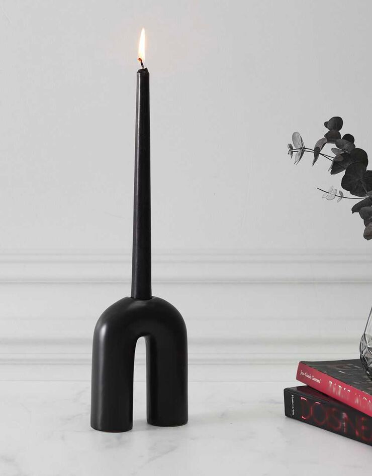 Bougeoir forme arche - céramique noire (noir)