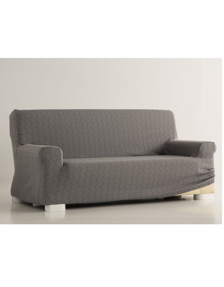 Housse extensible jacquard graphique fauteuil canapé (gris)