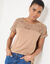 T-shirt manches courtes dentelle (noisette chiné)