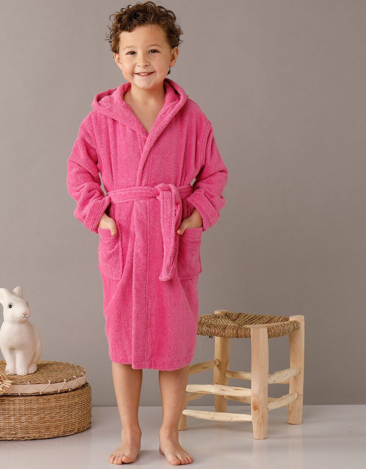 Peignoir enfant éponge bouclette à capuche (fuchsia)