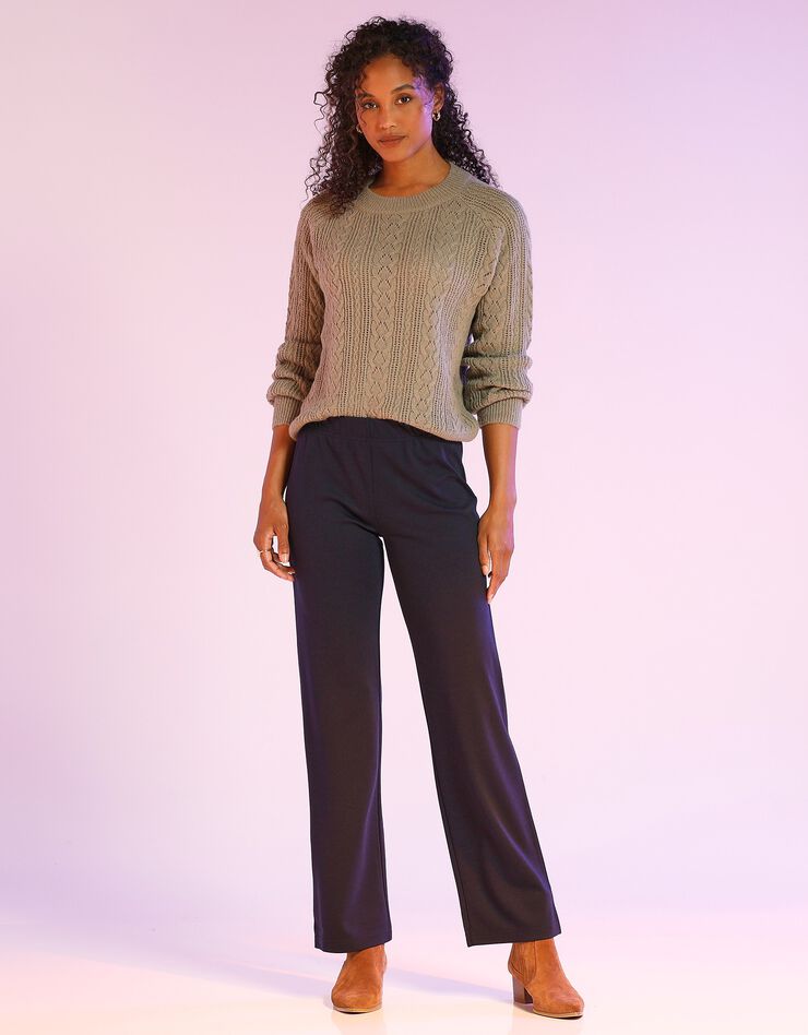 Pantalon maille fluide extensible (bleu marine)