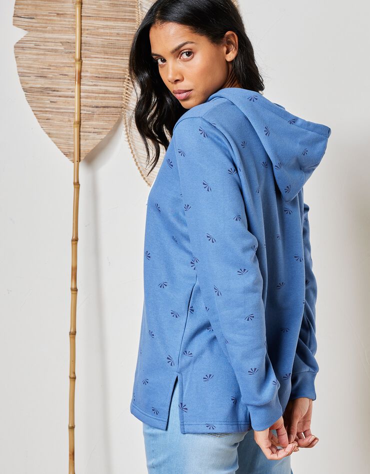 Sweat imprimé avec capuche en molleton (bleu grisé)