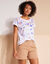 T-shirt boite, imprimé papillons (blanc / parme)