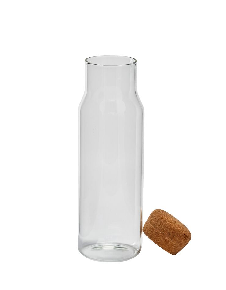 Carafe en verre, bouchon liège - 1 litre (transparent)