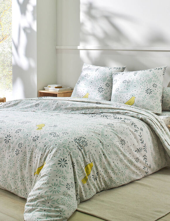 Linge de lit Eugenia en coton imprimé nature (sable)