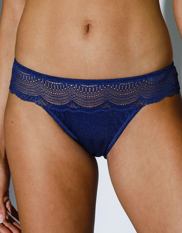 Culotte dentelle et satin Nauta- forme midi (bleu)