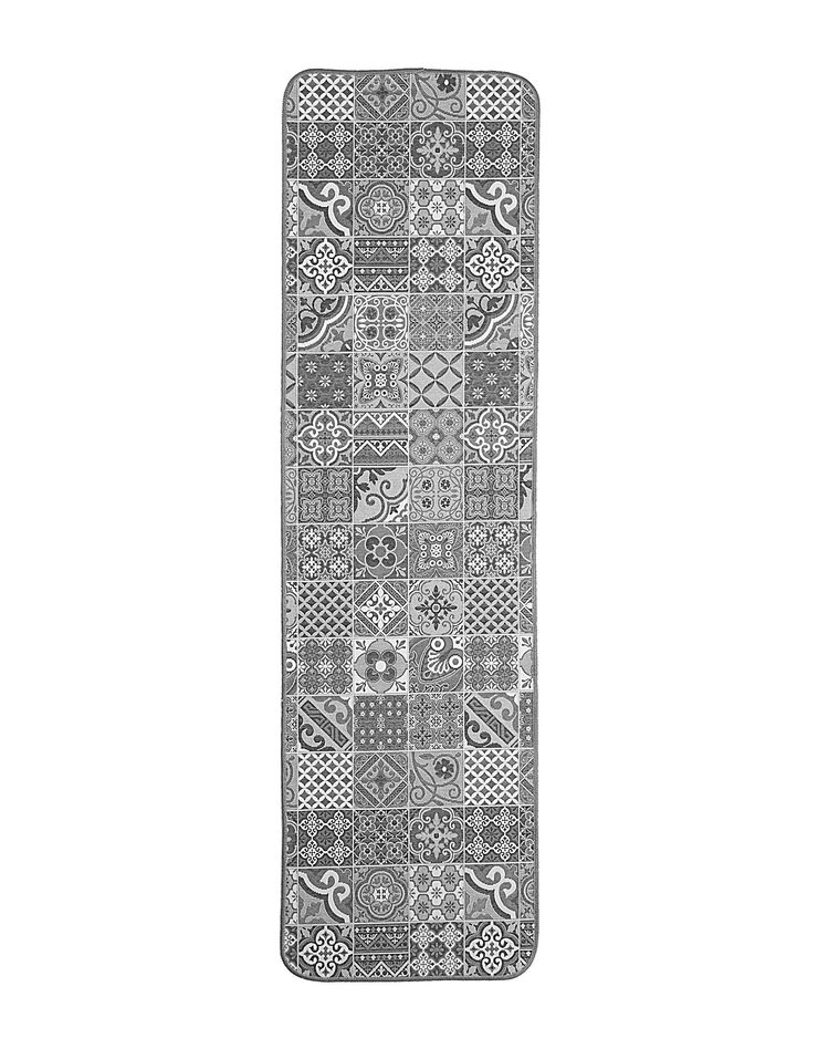 Tapis jacquard motif carreaux de ciment (gris)