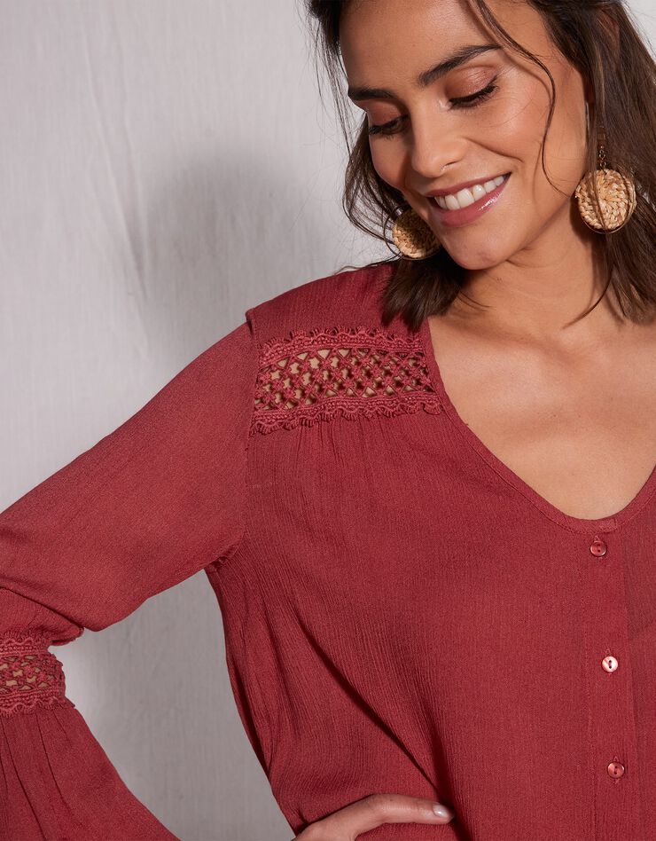 Blouse unie détails macramé (terracotta) Blouse unie détails macramé (terracotta)