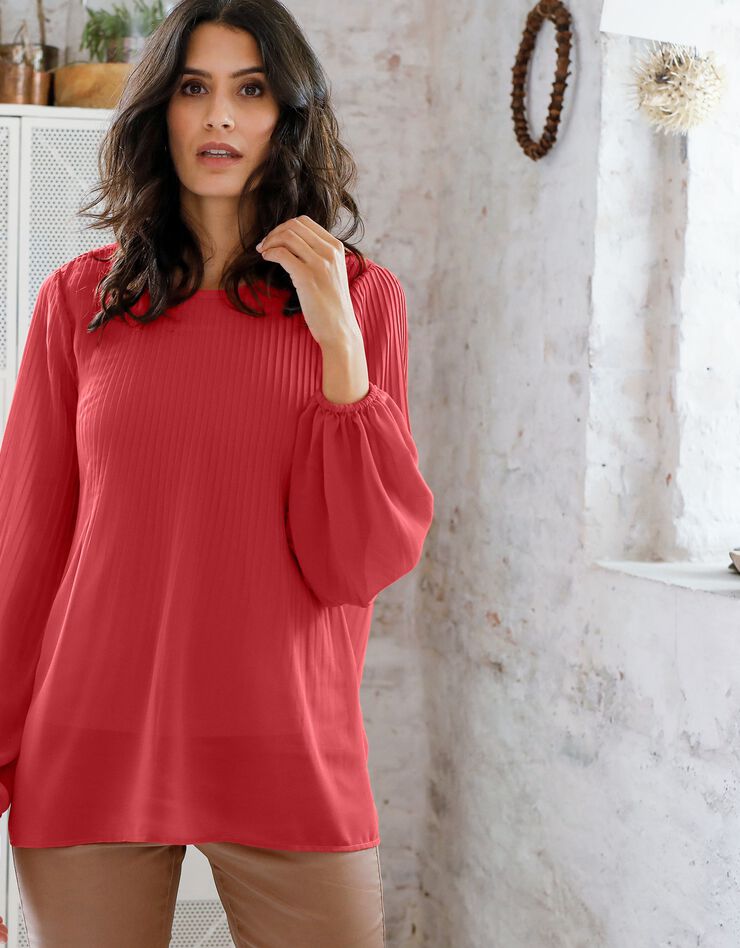 Blouse plissée, version unie (corail) Blouse plissée, version unie (corail)