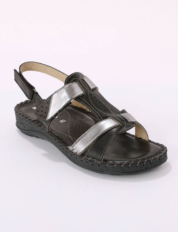 Sandales bicolores en cuir ultra souple  (noir)