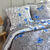 Linge de lit Célestine en coton imprimé fleurs et papillons (bleu / gris)
