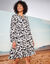 Robe courte imprimée, détails nouettes (noir / beige)