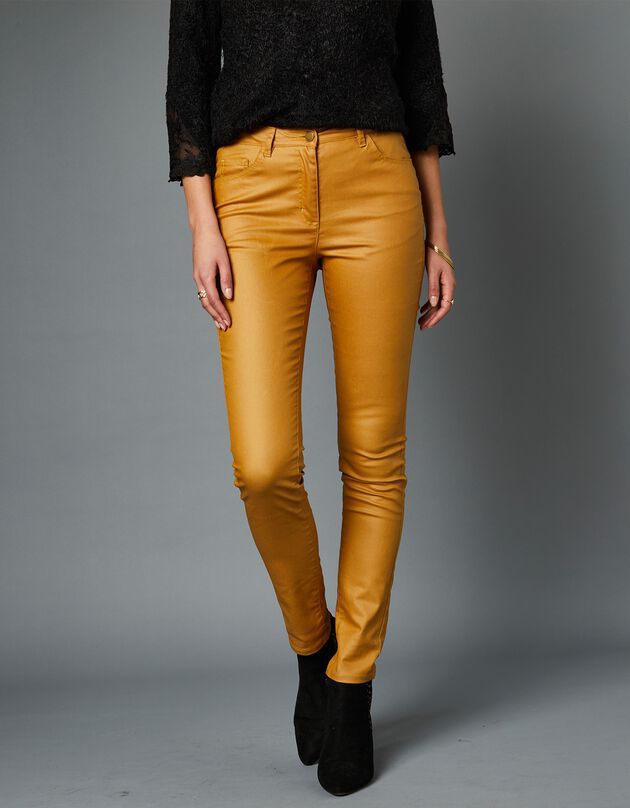 Pantalon enduit fuselé (safran)