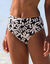 Bas de maillot de bain taille haute imprimé Linao (noir / écru)