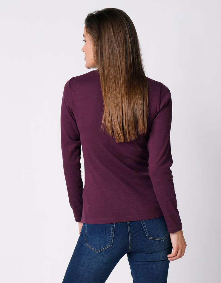 Tee-shirt col montant manches longues (prune) Tee-shirt col montant manches longues (prune)