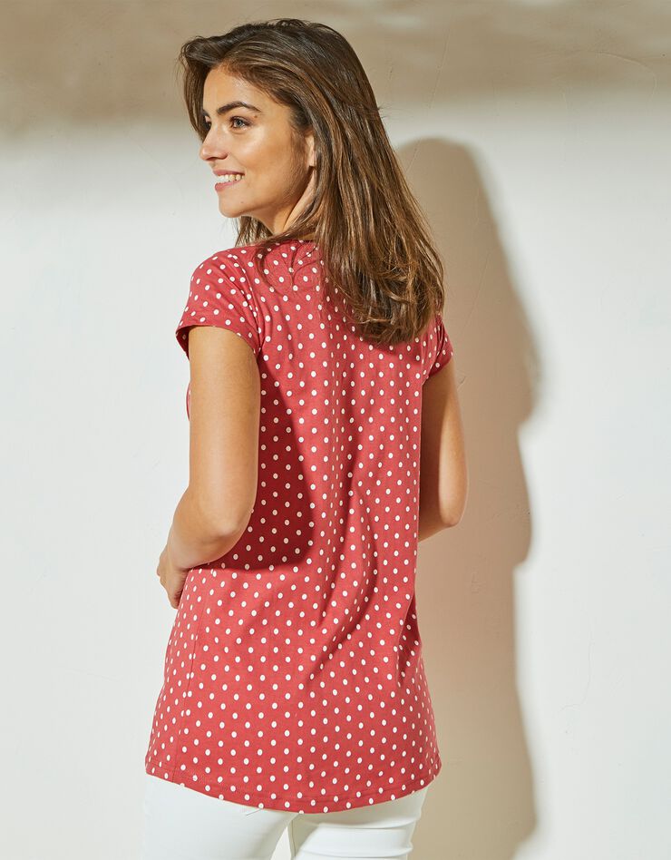 Tee-shirt imprimé pois manches courtes (tomette) Tee-shirt imprimé pois manches courtes (tomette)