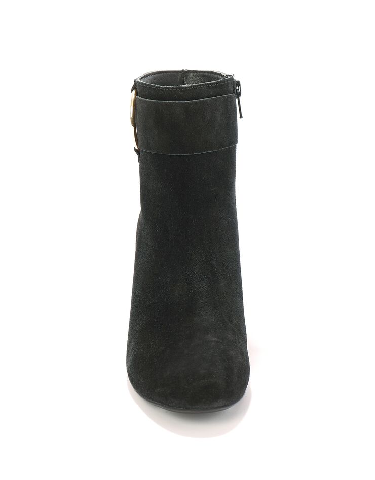 Boots croûte de cuir boucle côté (noir)