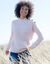 Pull col montant, maille poilue fantaisie (rose poudr&eacute;)