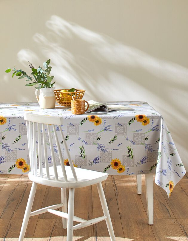 Nappe toile cirée imprimé lavande (gris / bleu)