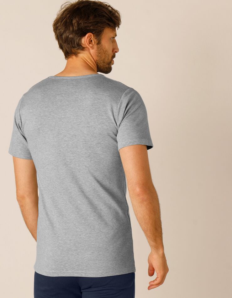 Tee-shirt sous-vêtement homme col rond manches courtes coton - lot de 2 (gris chiné) Tee-shirt sous-vêtement homme col rond manches courtes coton - lot de 2 (gris chiné)