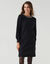 Robe pull &agrave; col bijou et boutons perle, manches longues (noir)