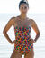Maillot de bain 1 pièce bustier Toboki imprimé, bretelles amovibles (multicolore)