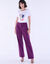 Pantalon droit large, uni (violet)